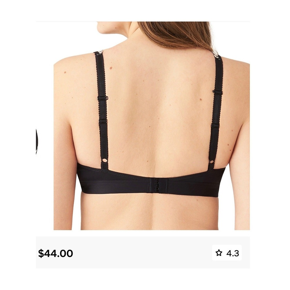 Wacoal 852191 Lace Affair Bralette Black Ivory Floral Wireless Convertible 36 - Picture 6 of 6